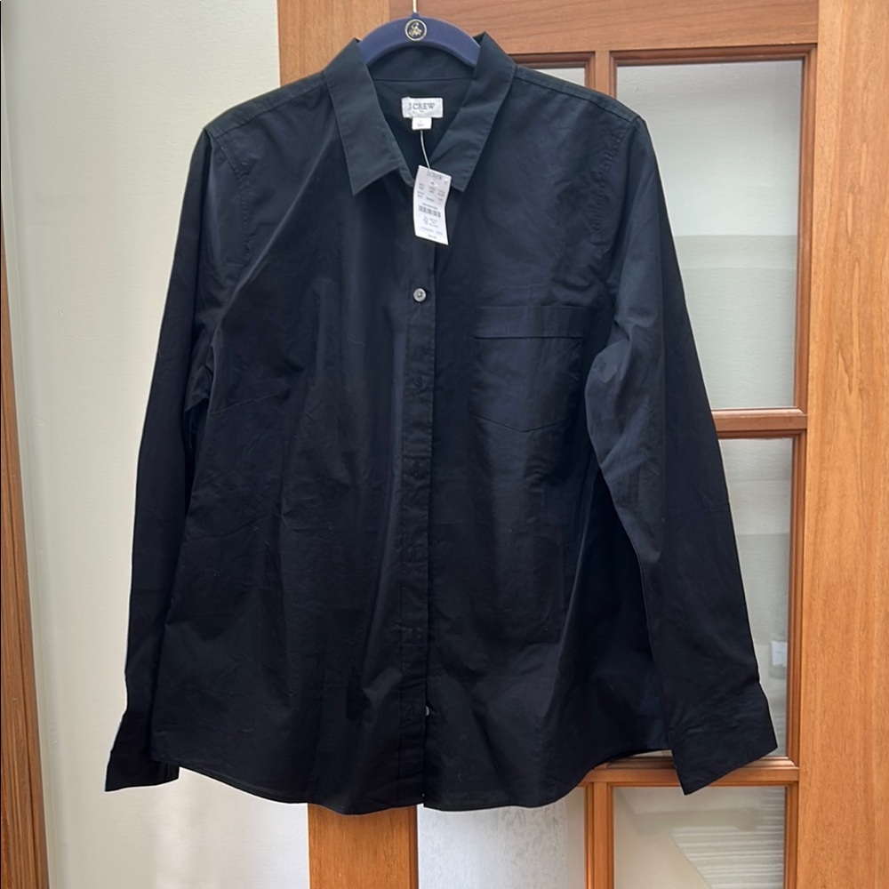 NWT J. Crew Black Button Front Long Sleeve Shirt